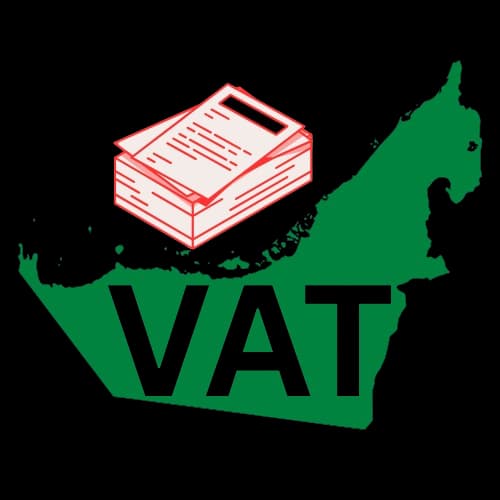 VAT enrollment papers and calculator with UAE money